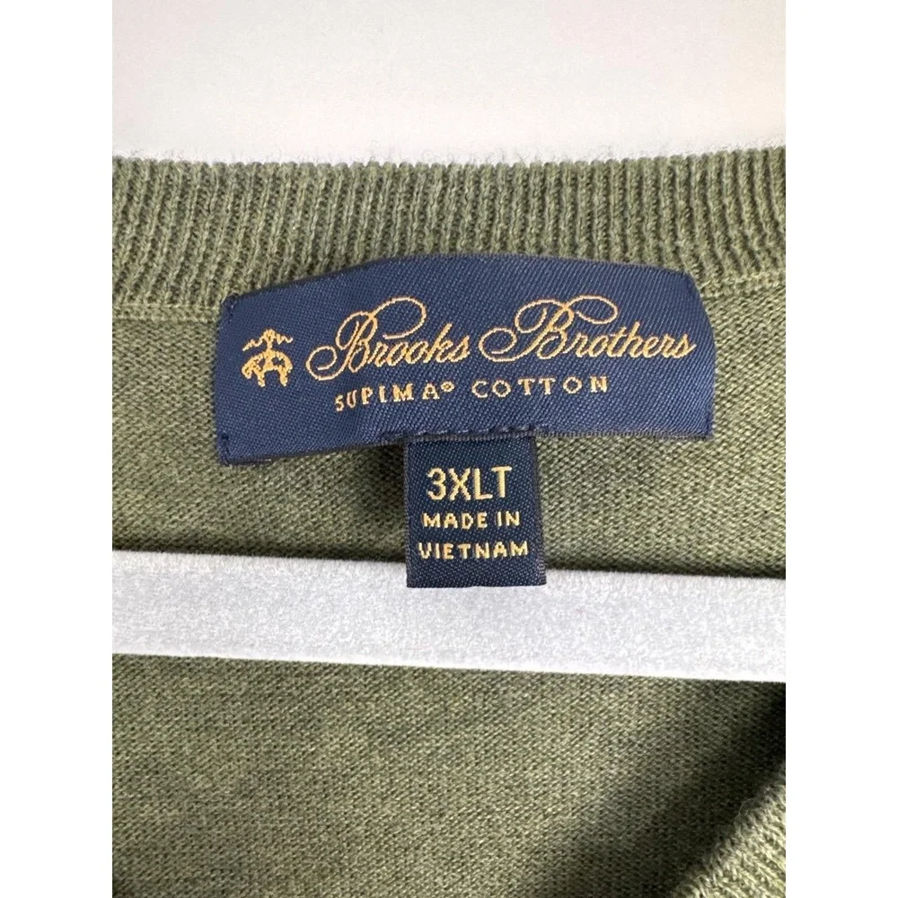 Brooks Brothers Supima Cotton V-Neck Sweater 3XLT Green Long Tall